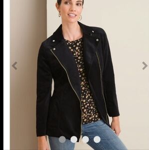 Chicos Velveteen Elongated Moto Jacket. XL